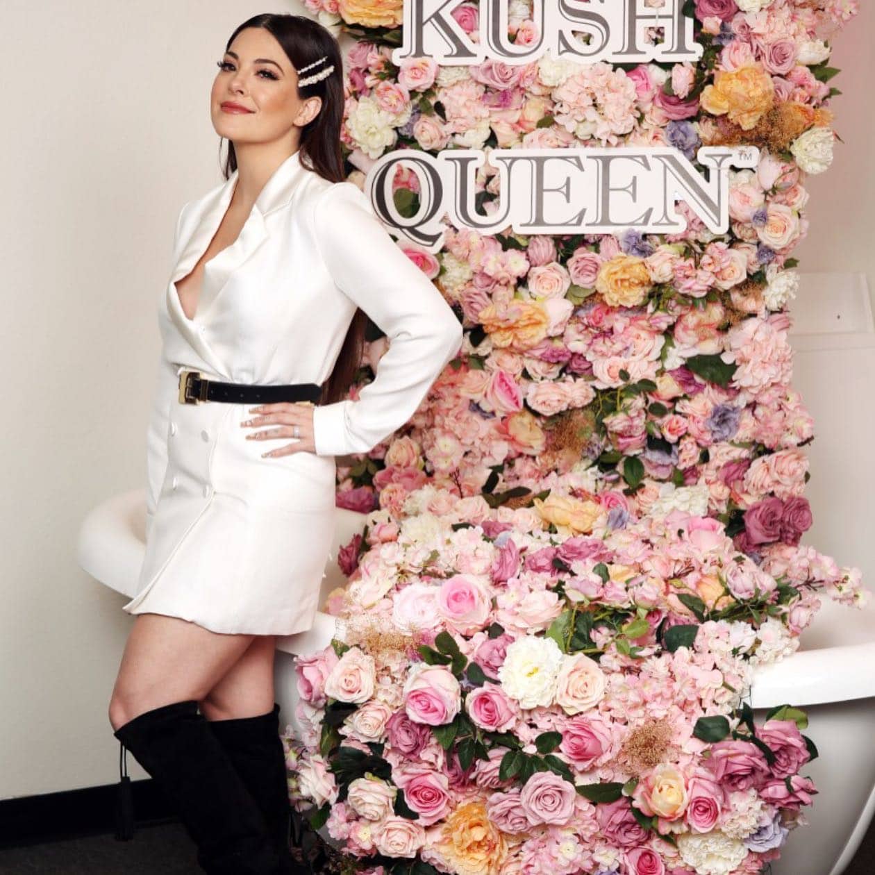 Kush Queen brand activation flower wall